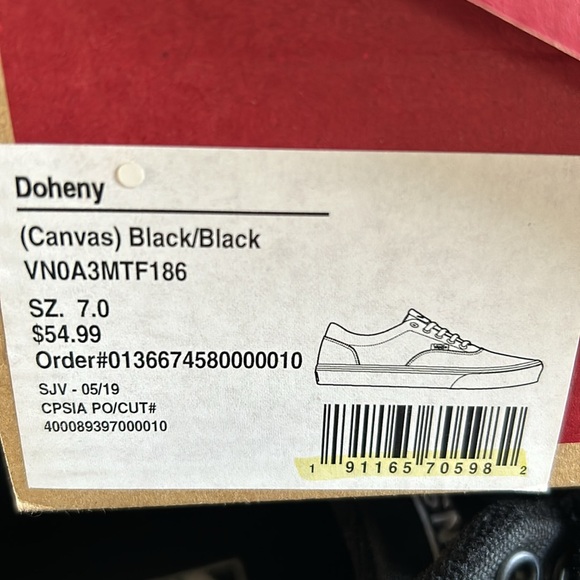 Vans Doheny (Canvas) Black size 7.0 Y - Picture 2 of 6